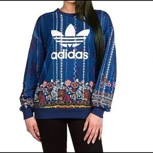 Adidas Women's Blue Floral Sweatshirt